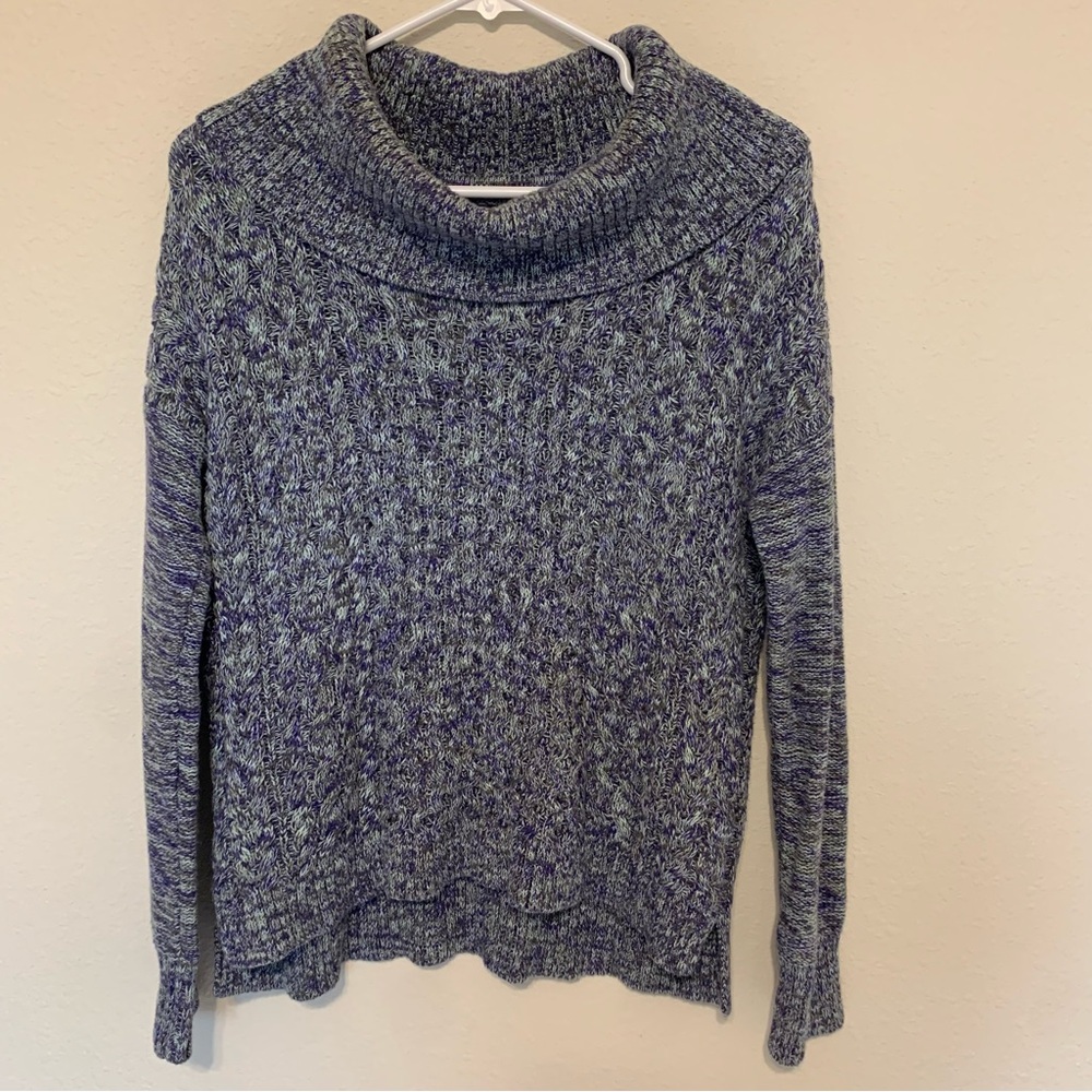 American Eagle Outfitters Purple Blue Cable Knit Cowl Neck Sweater Womens Medium